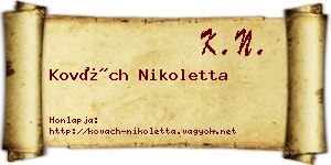 Kovách Nikoletta névjegykártya